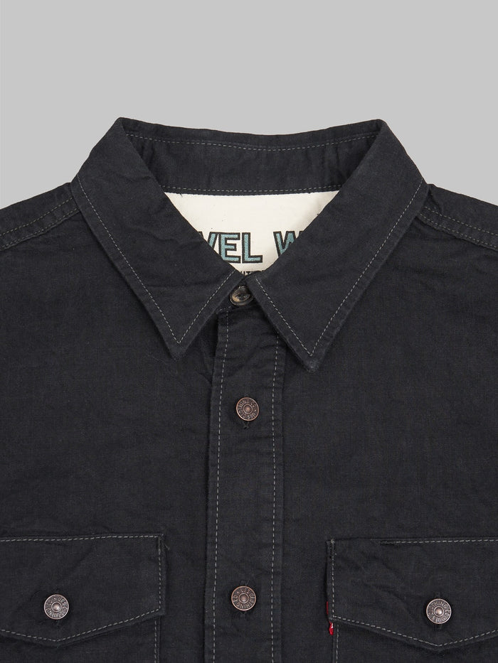 UES traveling shirt black metal button