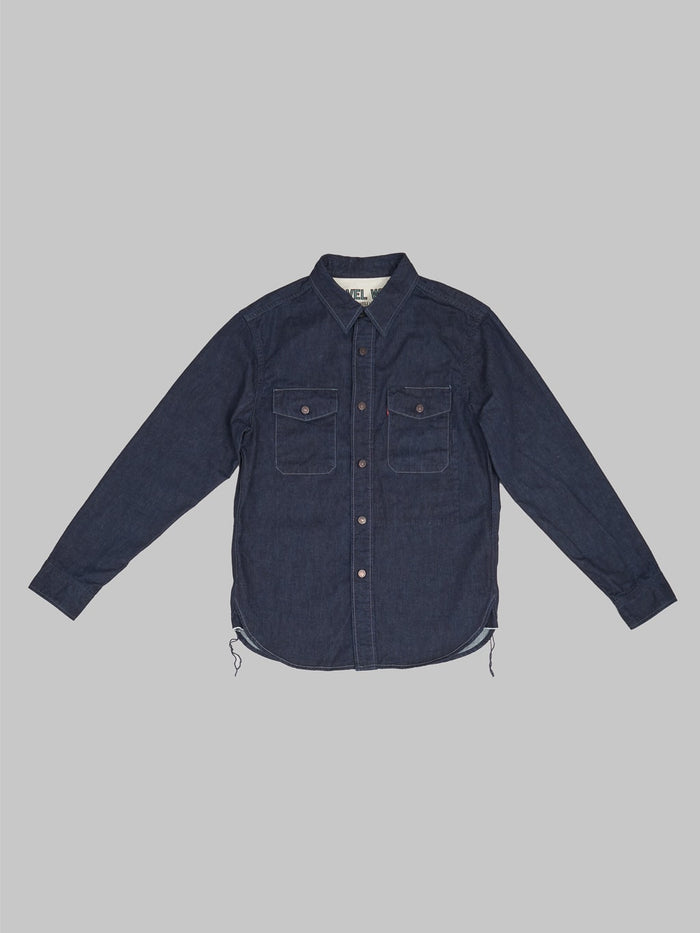 Ues Traveling Shirt Indigo selvedge denim front view