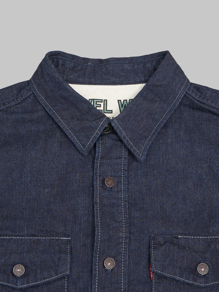 Ues Traveling Shirt Indigo selvedge denim collar