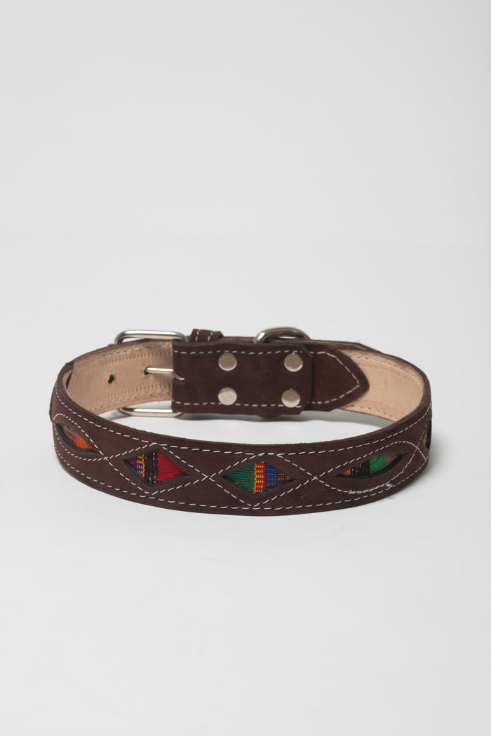 Ventana Handmade Leather Dog Collar in Calado Multi Color
