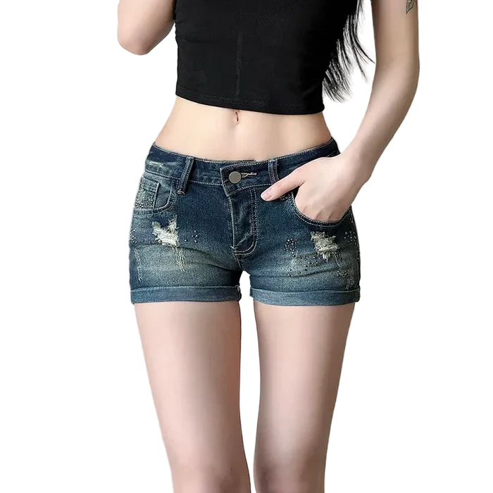 Washed Denim Shorts