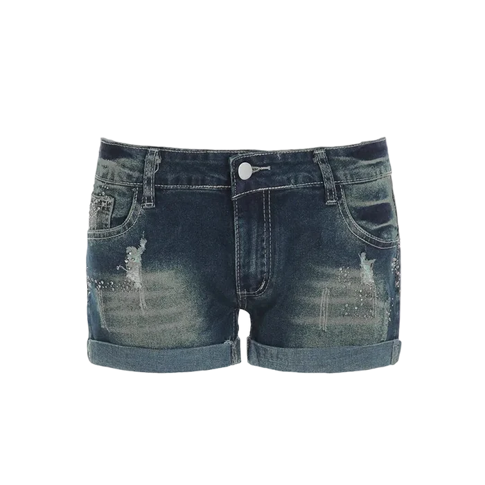 Washed Denim Shorts