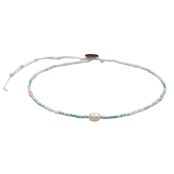 Wavebreak Seed Bead Necklace, flat lay