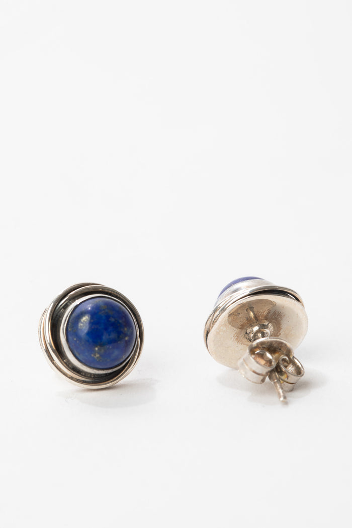 Whirlpool Gemstone Button Studs in Lapis