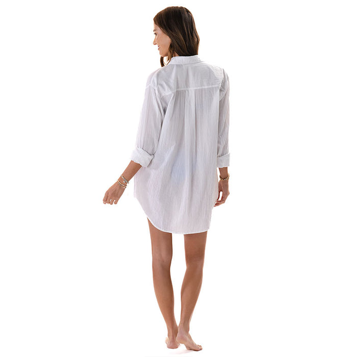 White Boyfriend Button Up, back