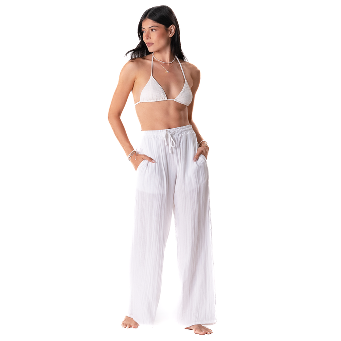 White Cabana Pants, front full length