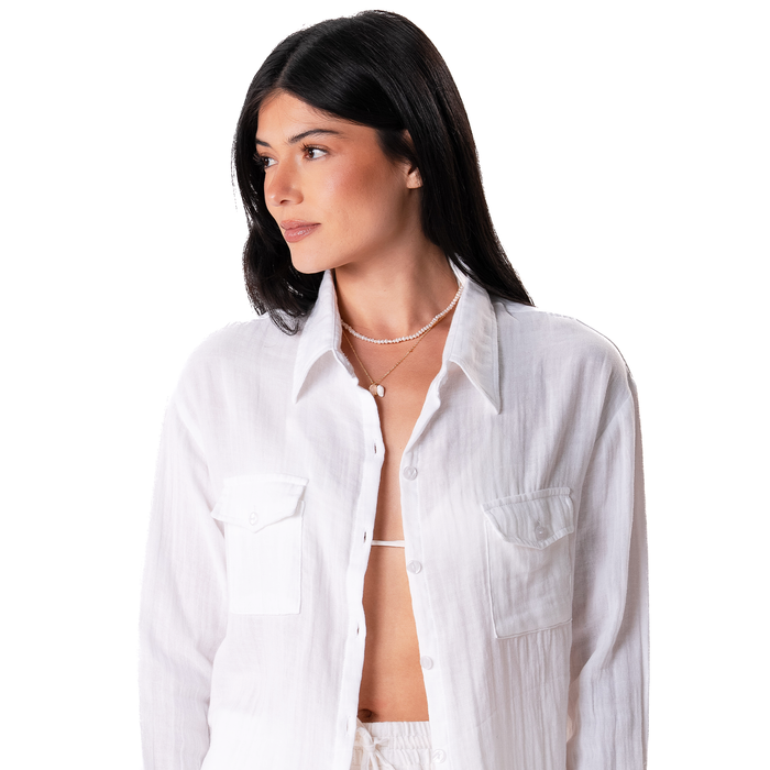 White Girlfriend Button Up, detail