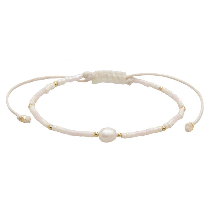 White Sand Beach Seedbead Bracelet, flat lay