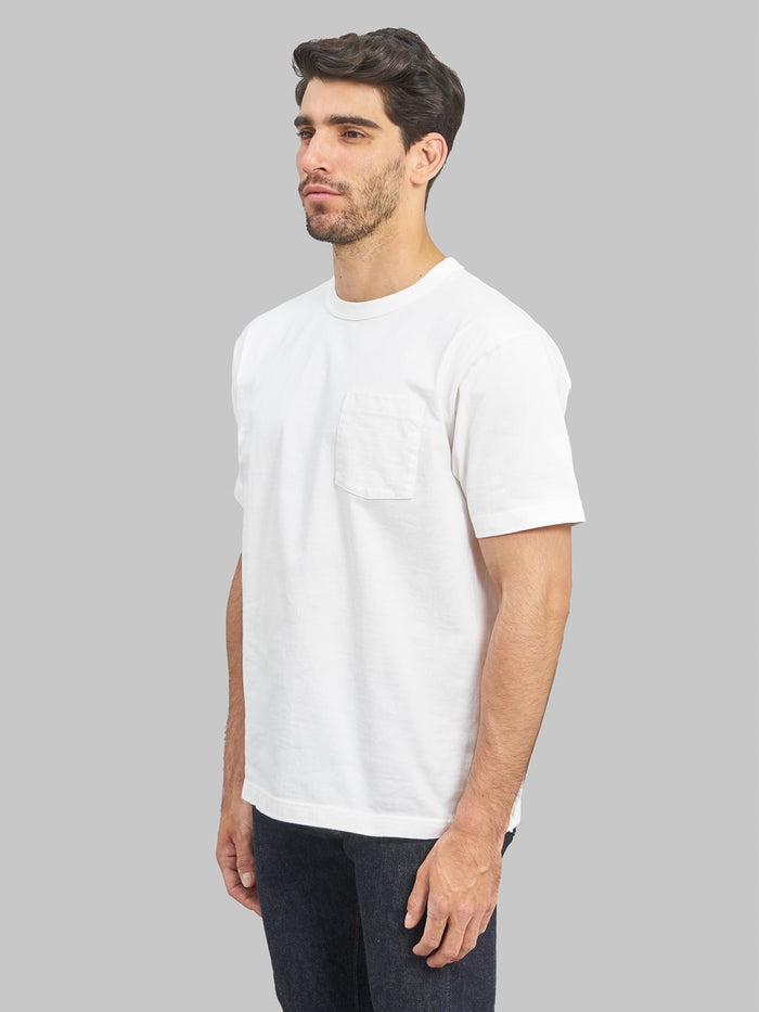 whitesville heavyweight pocket tshirt white  side fit
