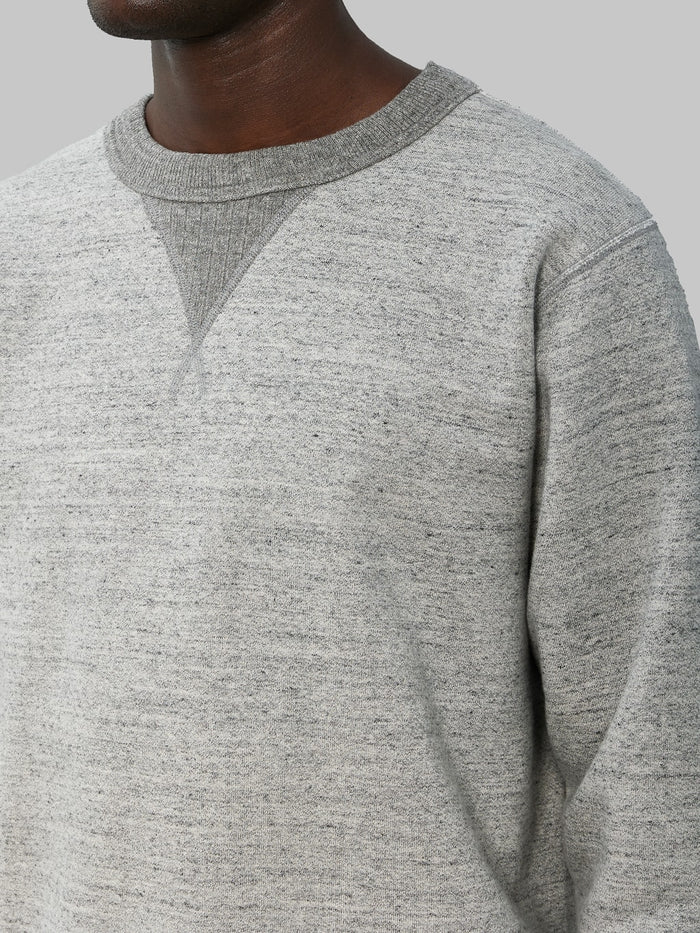Whitesville Loopwheel Sweatshirt heather grey chest closeup