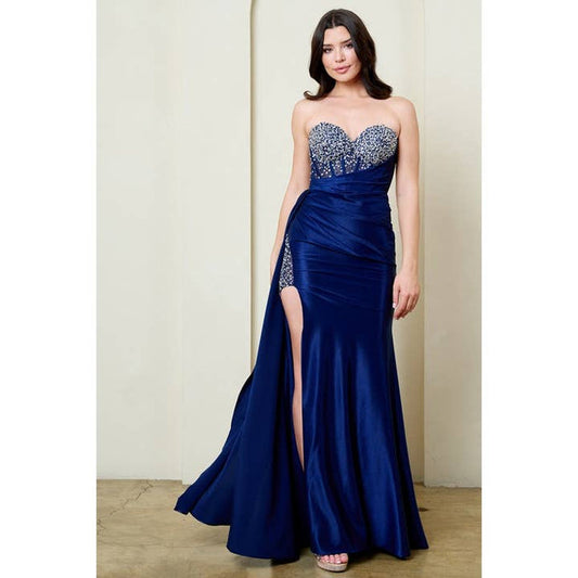 {Wholesale Strapless Bead Embellished Top Fitted Gown} - {} at {Linda Mariposa}