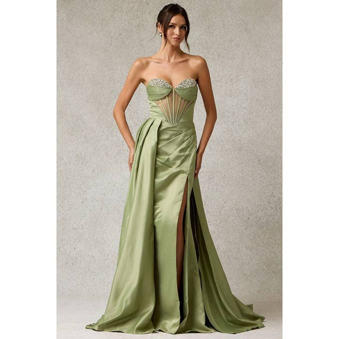 {Wholesale Trumpet Prom Dress w/ Strapless Illusion Top} - {} at {Linda Mariposa}