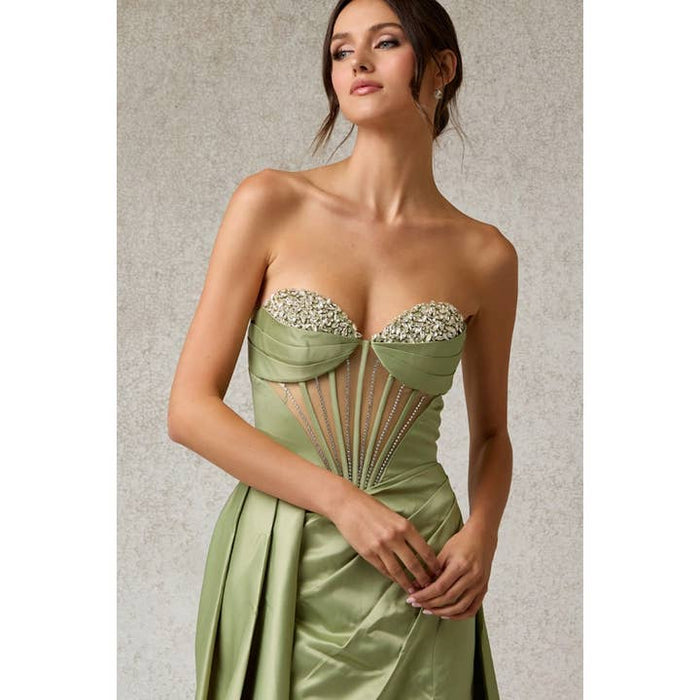 {Wholesale Trumpet Prom Dress w/ Strapless Illusion Top} - {} at {Linda Mariposa}