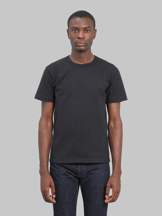 wonder looper crewneck Tshirt Double Heavyweight black modern athetic fit model front