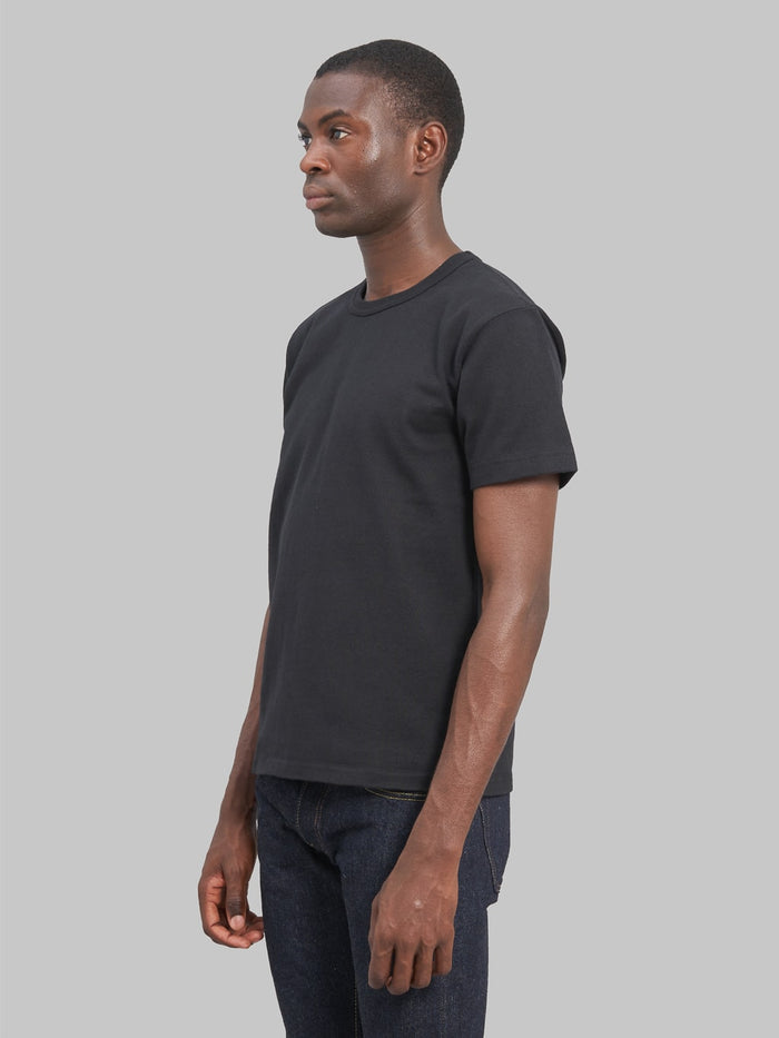 wonder looper crewneck Tshirt Double Heavyweight black  model side fit