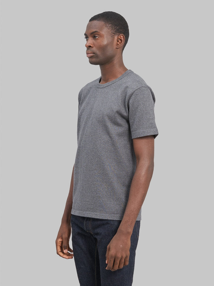 Wonder Looper Double Heavyweight Crewneck Tshirt charcoal model side fit