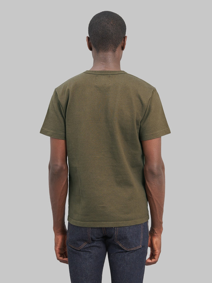 wonder looper crewneck Tshirt Double Heavyweight khaki green model back fit