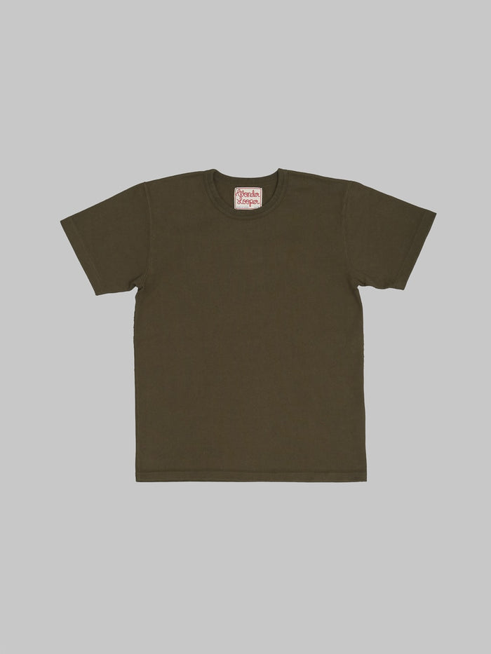 wonder looper crewneck Tshirt Double Heavyweight khaki green front