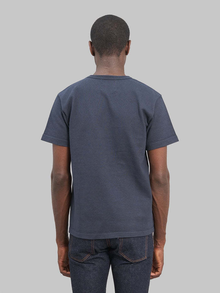 wonder looper crewneck Tshirt Double Heavyweight navy model back fit