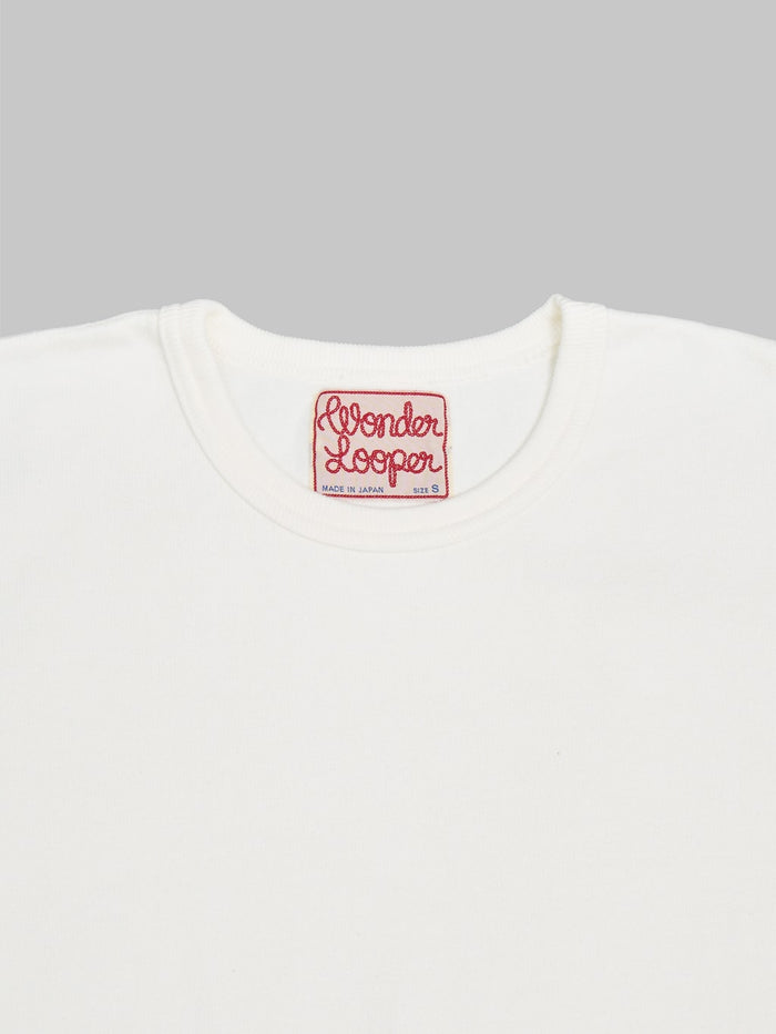 wonder looper crewneck Tshirt Double Heavyweight white collar closeup