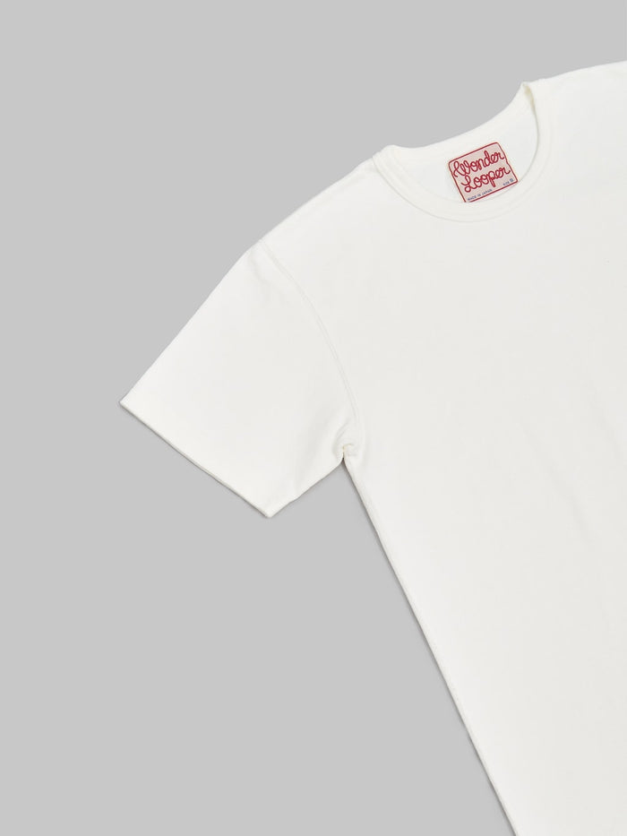 wonder looper crewneck Tshirt Double Heavyweight white  sleeve