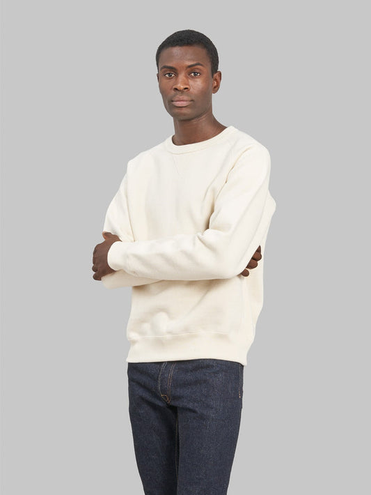 Wonder Looper Pullover Crewneck Double Heavyweight French Terry Ecru athletic front look