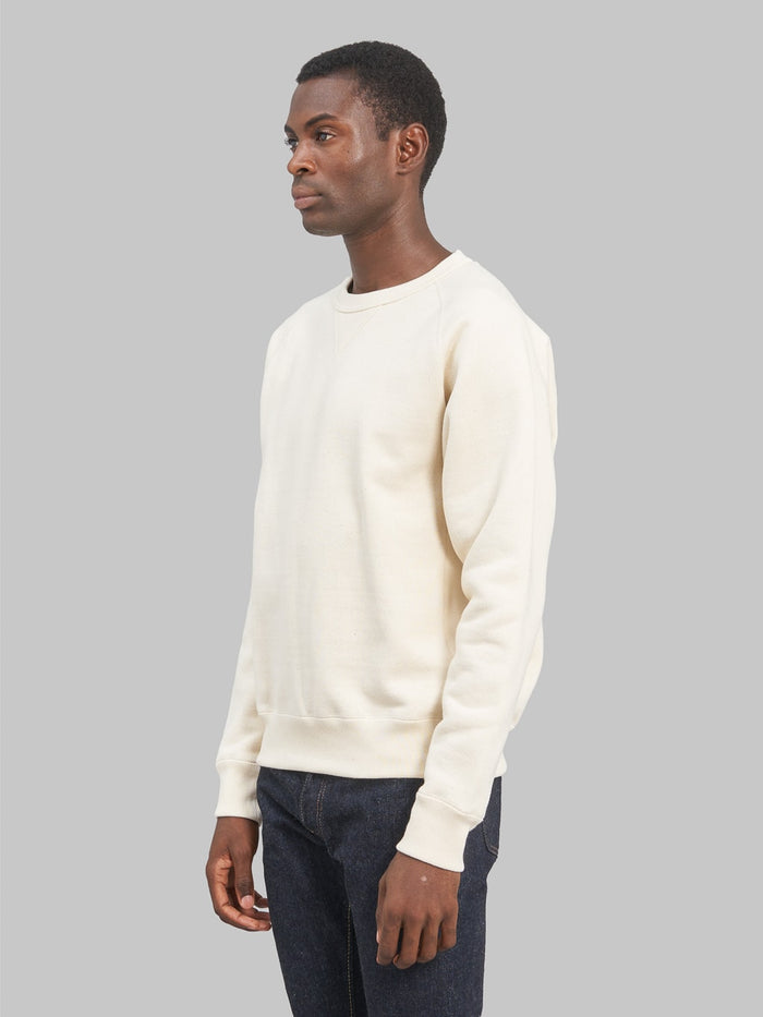 Wonder Looper Pullover Crewneck Double Heavyweight French Terry Ecru athletic side look