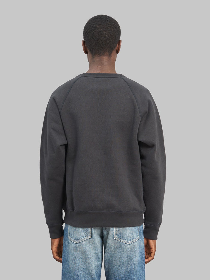 Wonder Looper Pullover Crewneck Double Heavyweight French Terry Black back fitting