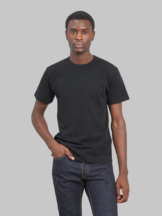Wonder Looper Ultimate Pima Tsuriami Crewneck TShirt Black model front fit