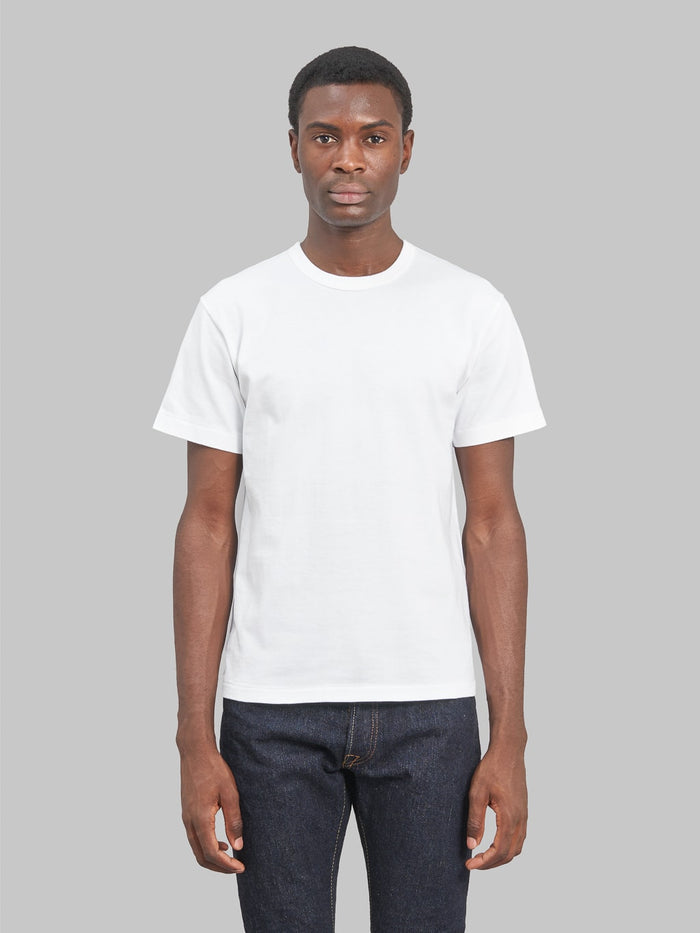 Wonder Looper Ultimate Pima Tsuriami Crewneck TShirt white  model front fit