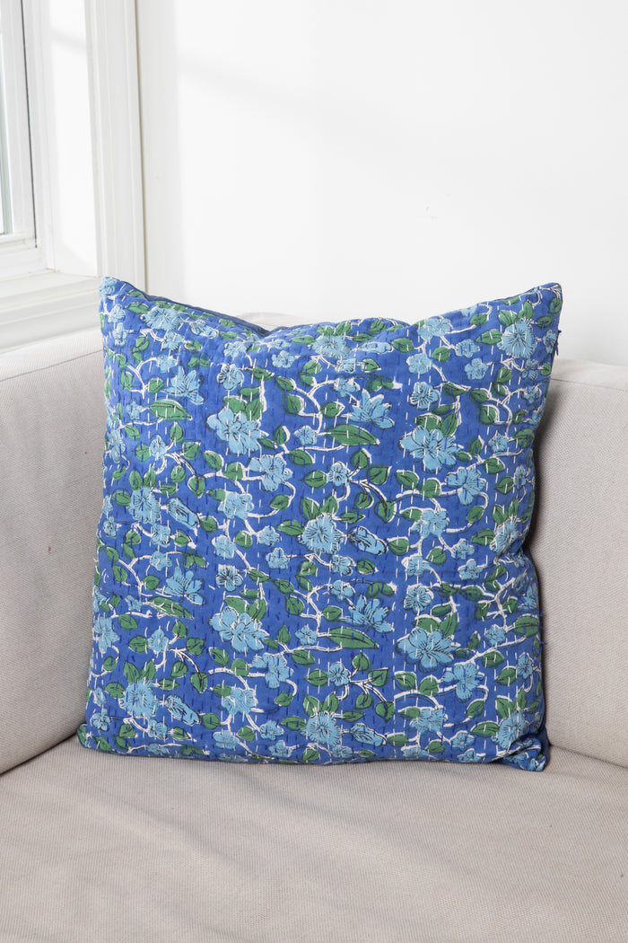 Woven Gudri Block Print Pillow in Yellow