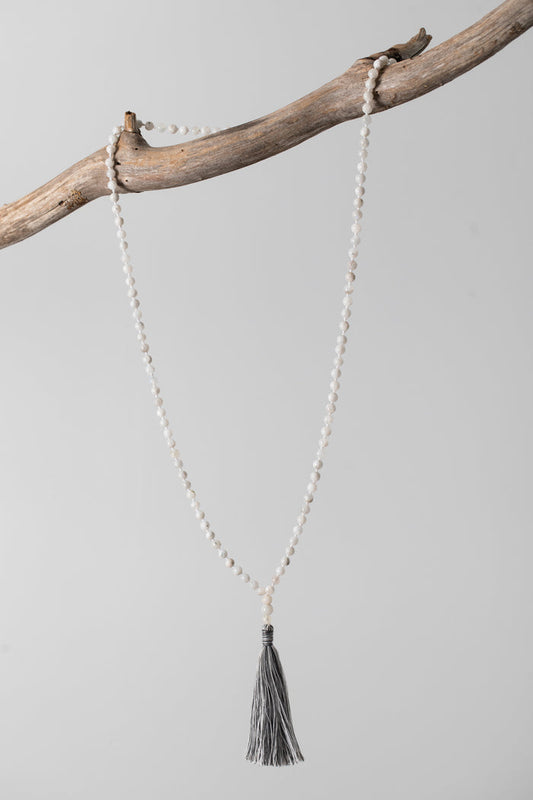 Zen Hand Knotted Beaded Gemstone Necklace in Rose Quartz