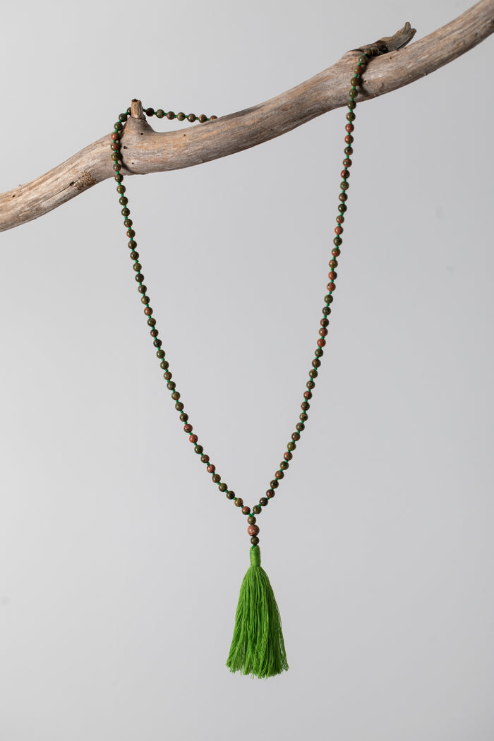 Zen Hand Knotted Beaded Gemstone Necklace in Amazonite