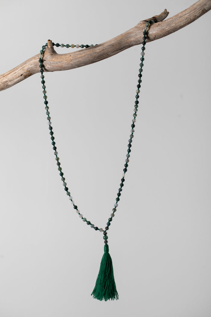 Zen Hand Knotted Beaded Gemstone Necklace in Lapis