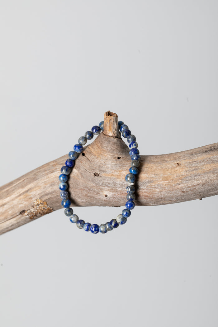 Stretchy Beaded Gemstone Bracelet in Lapis