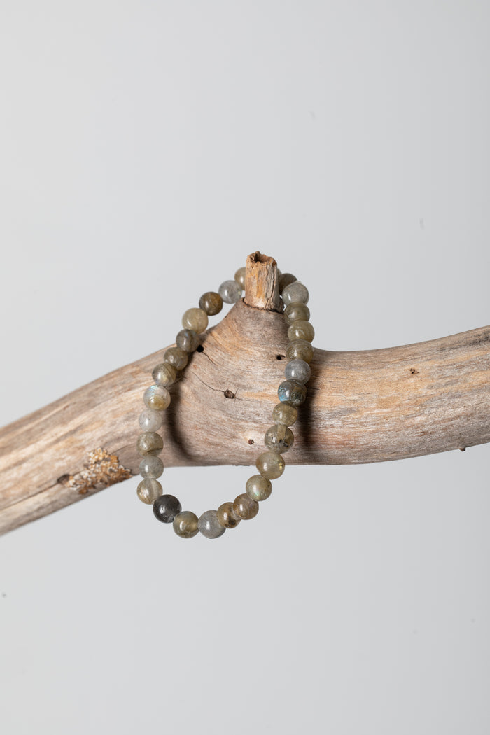 Stretchy Beaded Gemstone Bracelet in Labradorite
